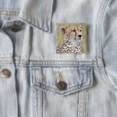 Cheetah Vierkante Button 5,1 Cm (In situ)