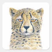 Cheetah Vierkante Sticker (Voorkant)