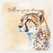 Cheetah Vierkante Sticker (Voorkant)