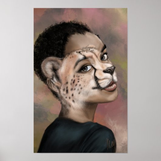 Cheetah Vrouw Poster (Voorkant)