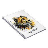 Cheetah Waterverf Gold Black Ink Splatter Notitieboek (Rechterzijde)