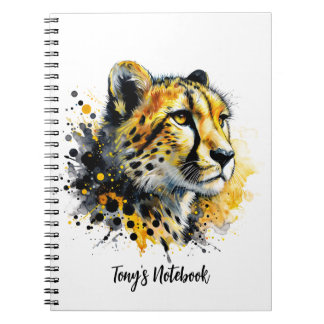 Cheetah Waterverf Gold Black Ink Splatter Notitieboek
