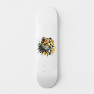 Cheetah Waterverf Ink Splatter Skateboard