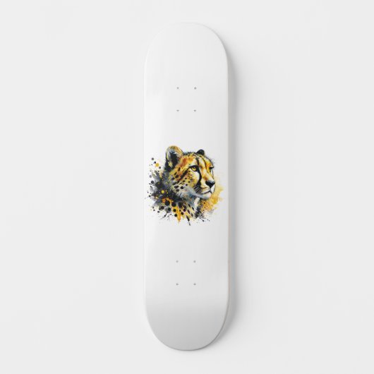 Cheetah Waterverf Ink Splatter Skateboard (Voorkant)
