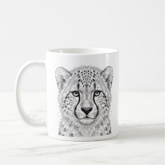 Cheetah Welp Mok Zwart Wit Kunst