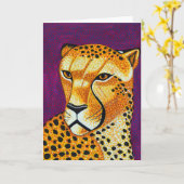 Cheetah Wenskaart Kaart (Gele Bloem)