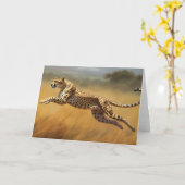 Cheetah Wenskaart Kaart (Gele Bloem)