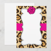 Cheetah Wild Cat Animal Print Roze uitnodiging (Voorkant / Achterkant)