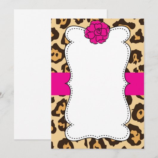 Cheetah Wild Cat Animal Print Roze uitnodiging (Voorkant / Achterkant)