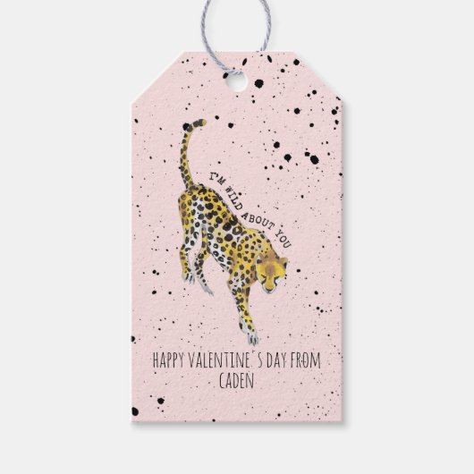 Cheetah Wild Over jou Klaslokaal Valentijn Cadeaulabel (Voorkant)
