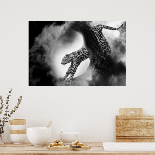 cheetah wilde kat op poster van de jacht (Keuken)