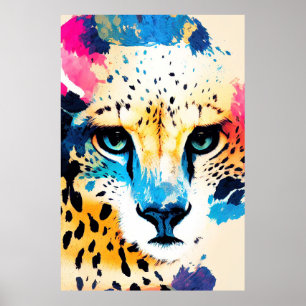 Cheetah Wilde Natuur Dierlijke Kleur Kunst Schilde Poster