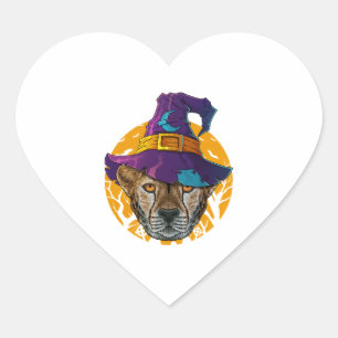 Cheetah Witch Funny Halloween Costume Creepy Moon Hart Sticker