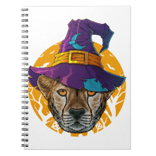 Cheetah Witch Funny Halloween Costume Creepy Moon Notitieboek