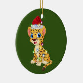 Cheetah With Hat Lights Christmas Keramisch Ornament (Rechts)
