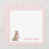 Cheetah With Pink Bow and Stripes Notitiekaartje (Voorkant / Achterkant)