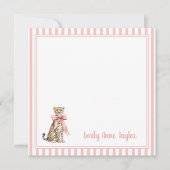 Cheetah With Pink Bow and Stripes Notitiekaartje (Voorkant)