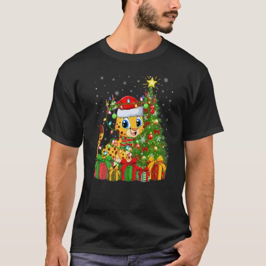 Cheetah  Xmas Holiday Santa Cheetah Christmas Tree T-shirt (Voorkant)