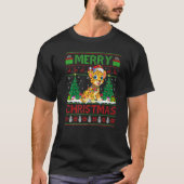 Cheetah Xmas Tree Lights Ugly Santa Cheetah Chris T-shirt (Voorkant)