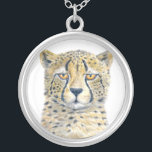 Cheetah Zilver Vergulden Ketting<br><div class="desc">Waterverf portret van cheetah</div>