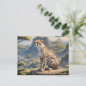 Cheetah zittend in briefkaart (Staand voorkant)