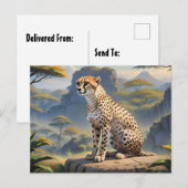 Cheetah zittend in briefkaart (Voorkant / Achterkant)