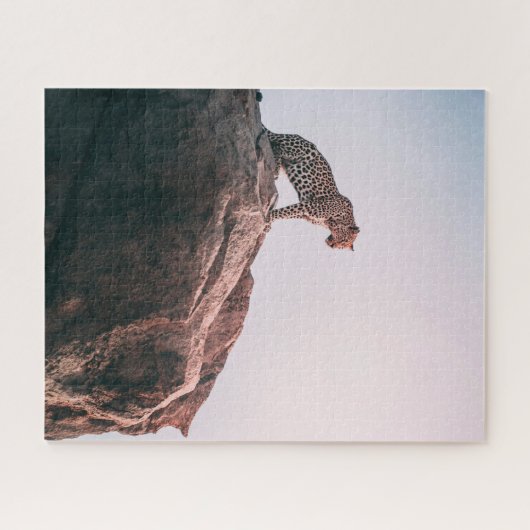 Cheetah Zittend op een Rock Big Cat Wildlife Legpuzzel (Horizontaal)