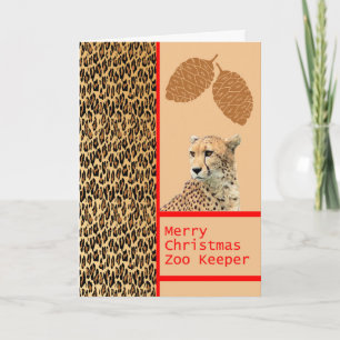 Cheetah Zoo Keeper-kerstKaart Feestdagen Kaart