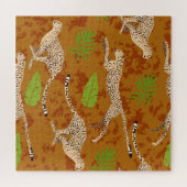 Cheetahs bladeren:  Graphic naadloos Legpuzzel (Horizontaal)