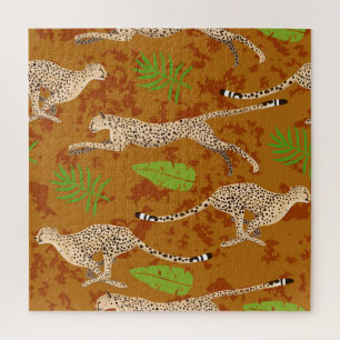 Cheetahs bladeren:  Graphic naadloos Legpuzzel