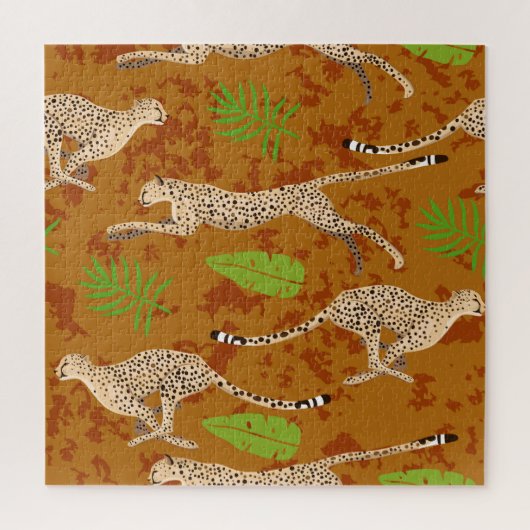 Cheetahs bladeren:  Graphic naadloos Legpuzzel (Verticaal)