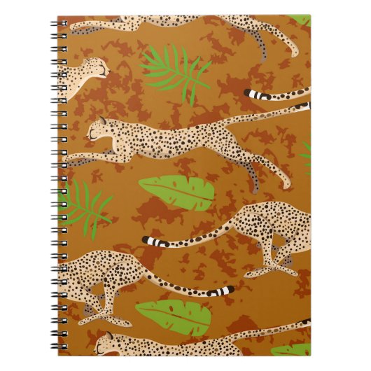 Cheetahs bladeren: Graphic naadloos Notitieboek (Voorkant)