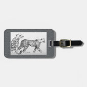 Cheetahs Fine Art Grey Faux Leather Bagagelabel (Voorkant horizontaal)