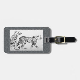 Cheetahs Fine Art Grey Faux Leather Bagagelabel