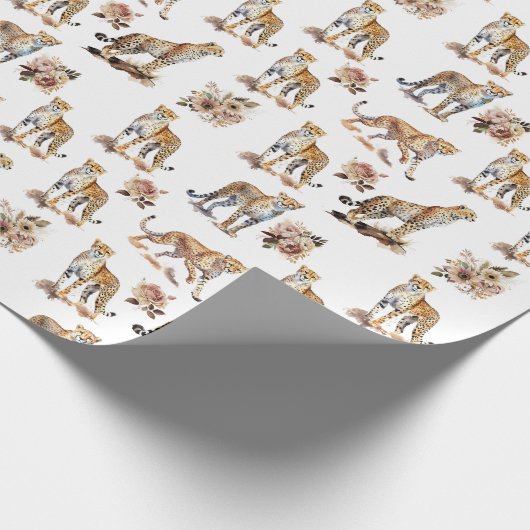 Cheetahs Floral Cadeaupapier (Hoek)