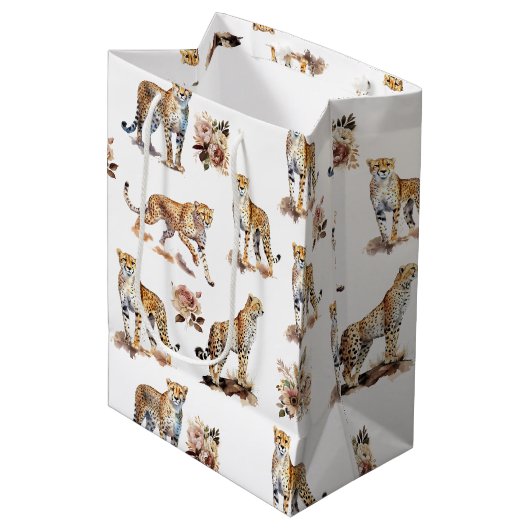 Cheetahs Floral Medium Cadeauzakje (Voorkant Gekanteld)