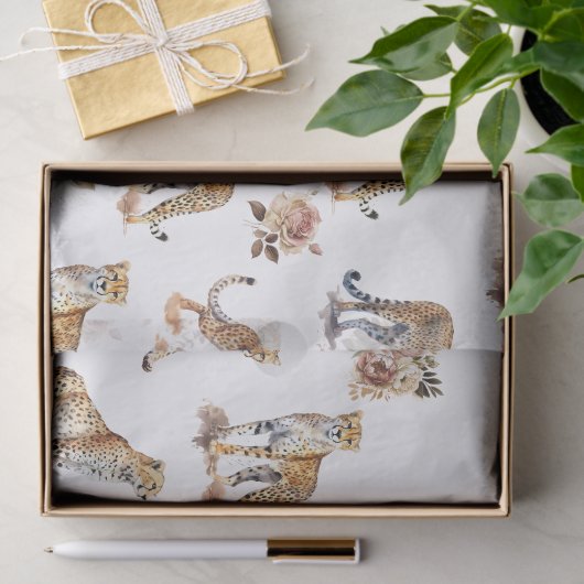 Cheetahs Floral Tissuepapier (Geschenk)