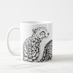 Cheetahs op de Savannah Wraparound Black & White Koffiemok