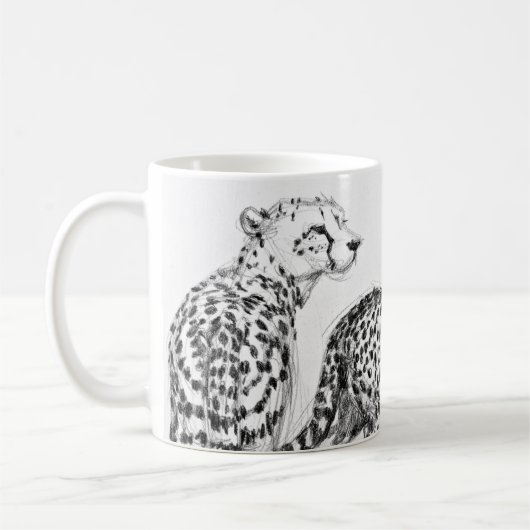 Cheetahs op de Savannah Wraparound Black & White Koffiemok (Links)