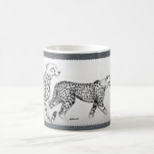 Cheetahs op Grijze kunstleder Koffiemok (Center)