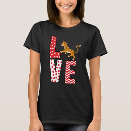 Cheetahs Valentines Day Love Valentine Cute Hearts T-shirt (Voorkant)