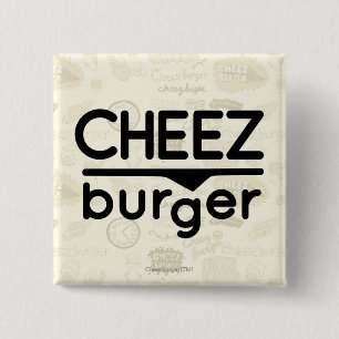 Cheezburger Logo (zwart) Vierkante Button 5,1 Cm