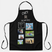 *Chef 6 foto's zwart & wit aangepast monogram naam Schort (Voorkant)