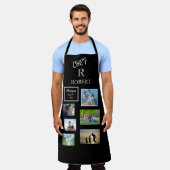 *Chef 6 foto's zwart & wit aangepast monogram naam Schort (Gedragen)
