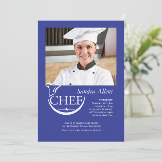 Chef Afstuderen Fotouitnodiging Kaart (Staand voorkant)