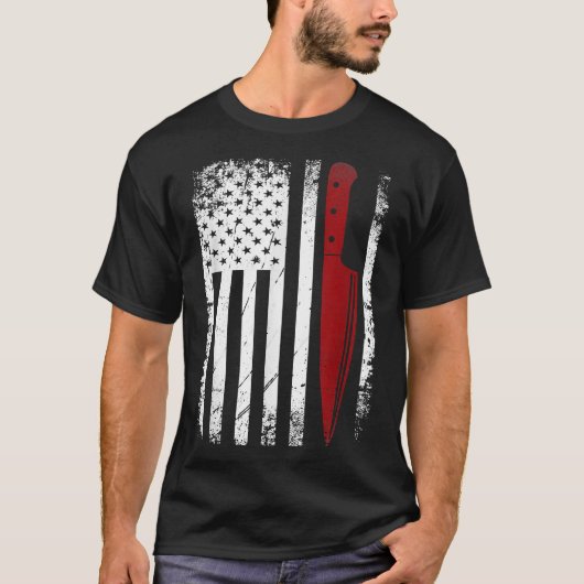 Chef American Flag Cooking Patriotic Kitchen Bbq G T-shirt (Voorkant)