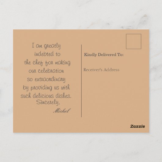 Chef Ansichtkaart Briefkaart (Achterkant)