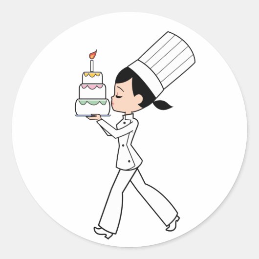 Chef Art met Birthday Round Sticker (Voorkant)