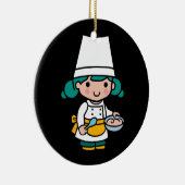 Chef/Baker Girl in Apron-kookkunst Keramisch Ornament (Rechts)