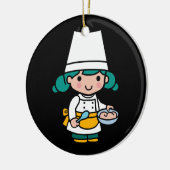 Chef/Baker Girl in Apron-kookkunst Keramisch Ornament (Links)